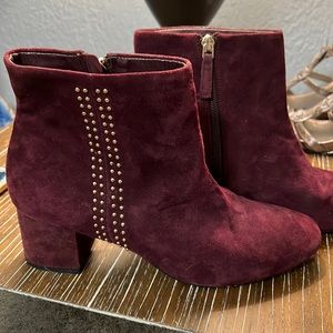 White House Black Market Burgundy Suede Booties, 8